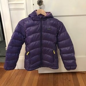 Patagonia Girls Hi-Loft Down Sweater Hoody, Sz 10